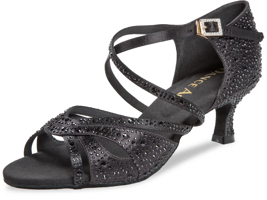 DanceArt Damen Lateinschuhe Mod. 229-505-091 Schwarz Satin mit Strass