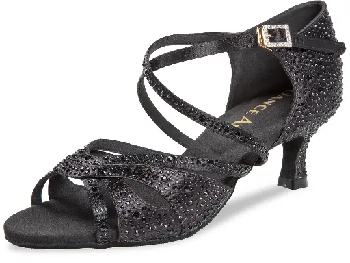DanceArt Damen Lateinschuhe Mod. 229-505-091 Schwarz Satin mit Strass